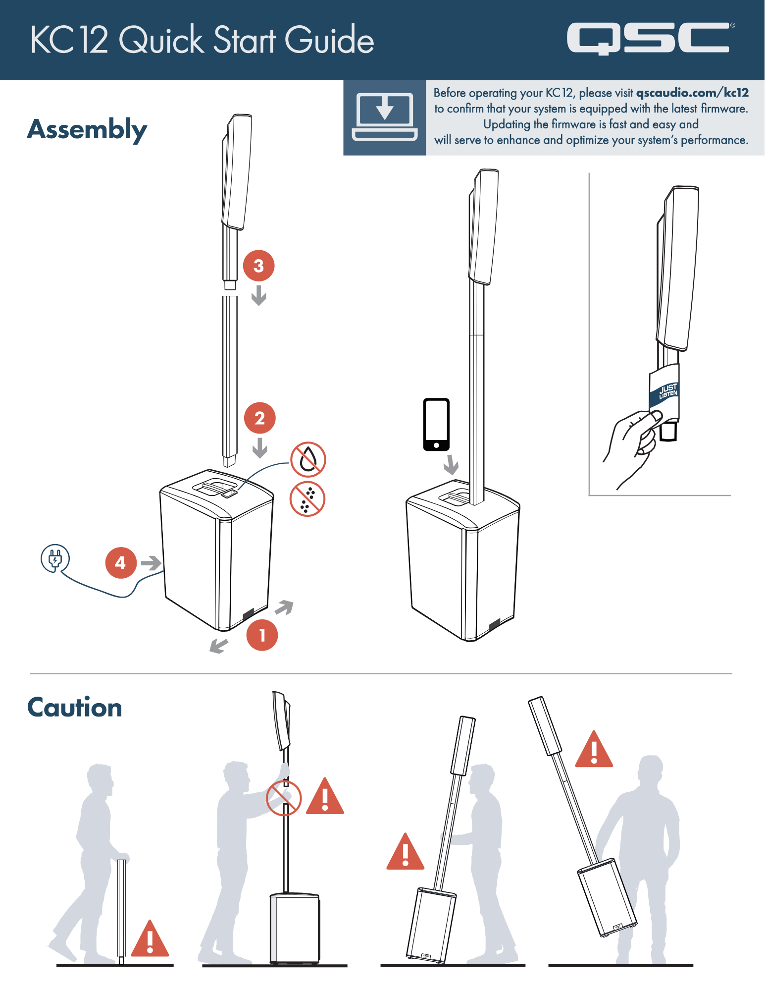 QSC KC12 (白色) 主動式 12 吋三路柱型擴音系統 帶藍牙功能 / Column speaker