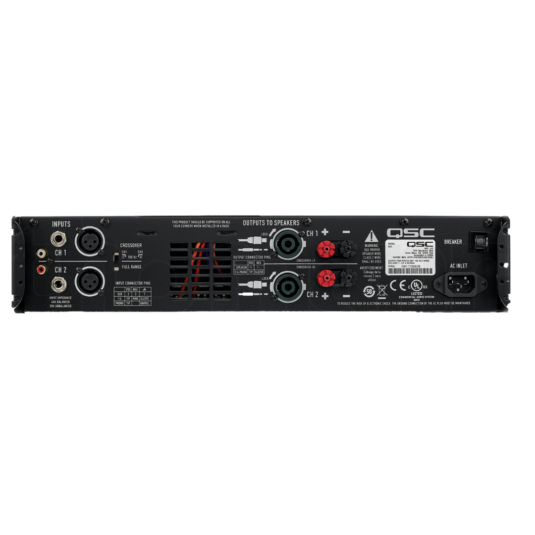 QSC GX3 2-channel power amplifier (300W @ 8 ohm per channel)