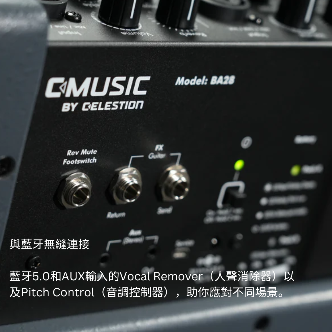 C-MUSIC BA28 Busking 套裝:便攜式全功能喇叭 + 2支 U302 wireless mic