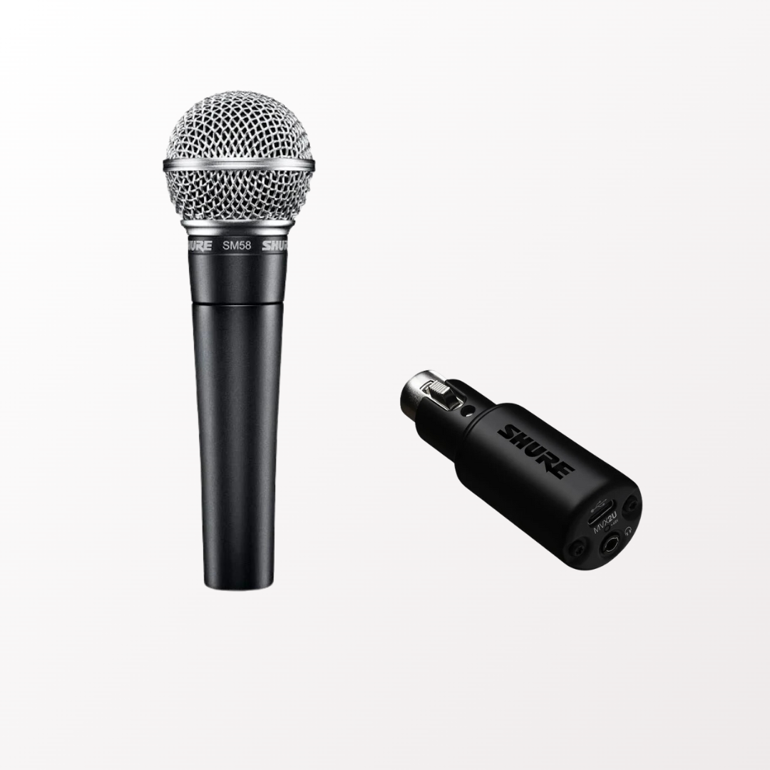 電腦錄音套裝(單人): Shure SM58-LC microphone + Shure MVX2U 錄音界面