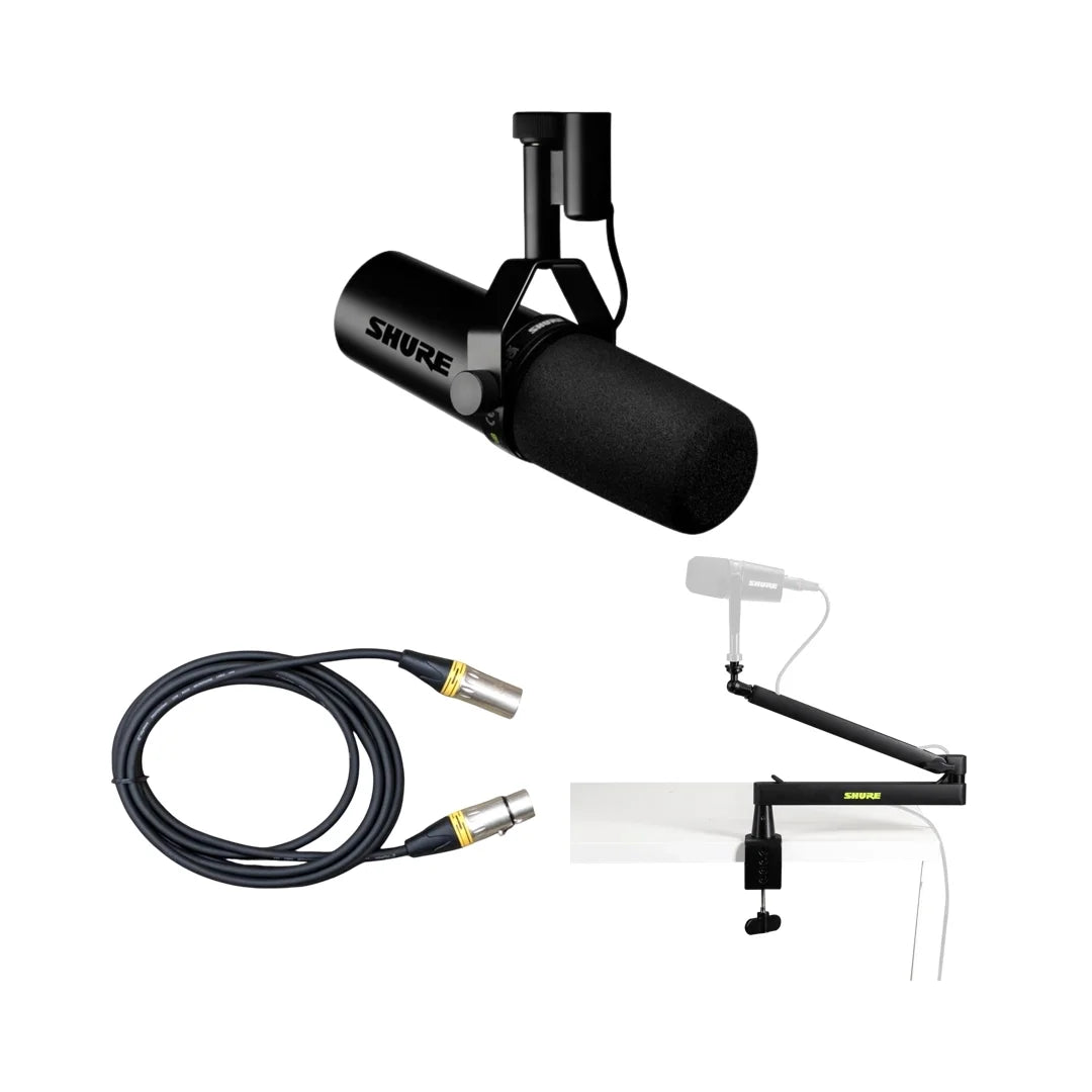 Shure SM7dB YouTuber/Podcast 錄音套裝|SM7dB +3 米 XLR 咪線+SH-Broadcast2 支架