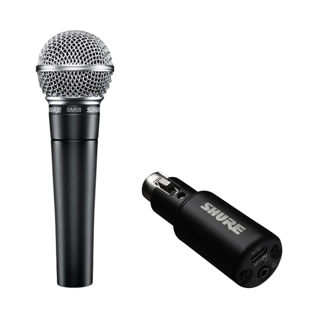 單人電腦錄音套裝:Shure SM58-LC + Shure MVX2U Gen 2 數碼音訊介面