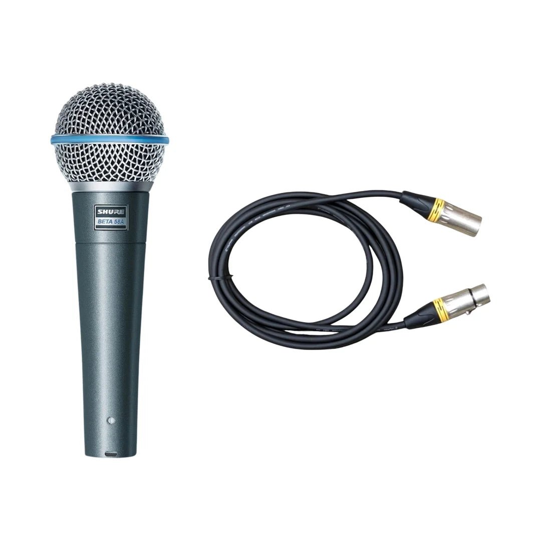 SHURE BETA 58A 動圈人聲咪 + 5米專業XLR咪線套裝|舞台Live/K房演唱即插即唱組合