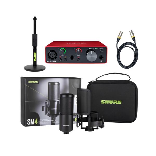 【家庭錄音套裝】Shure SM4 Studio Kit + Focusrite Scarlett Solo 錄音介面 + Shure SH-DESKTOP1 mic stand + 咪線 【家庭錄音套裝】Shure SM4 Studio Kit + Focusrite Scarlett Solo 錄音介面 + Shure SH-DESKTOP1 mic stand + 咪線