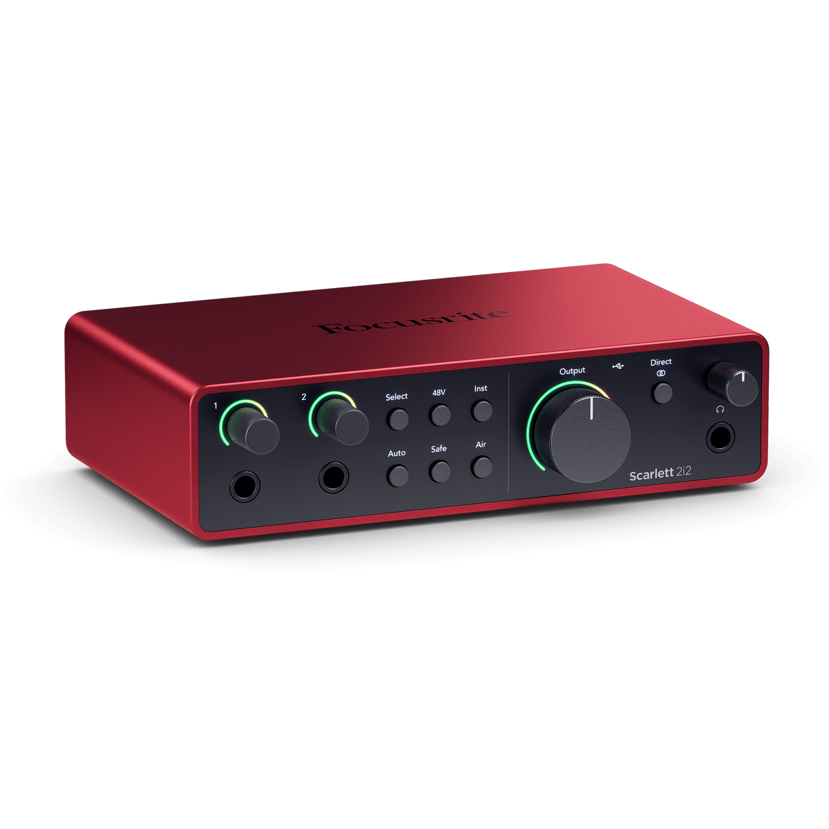 Focusrite Scarlett 2i2 第四代 USB 錄音介面正面圖