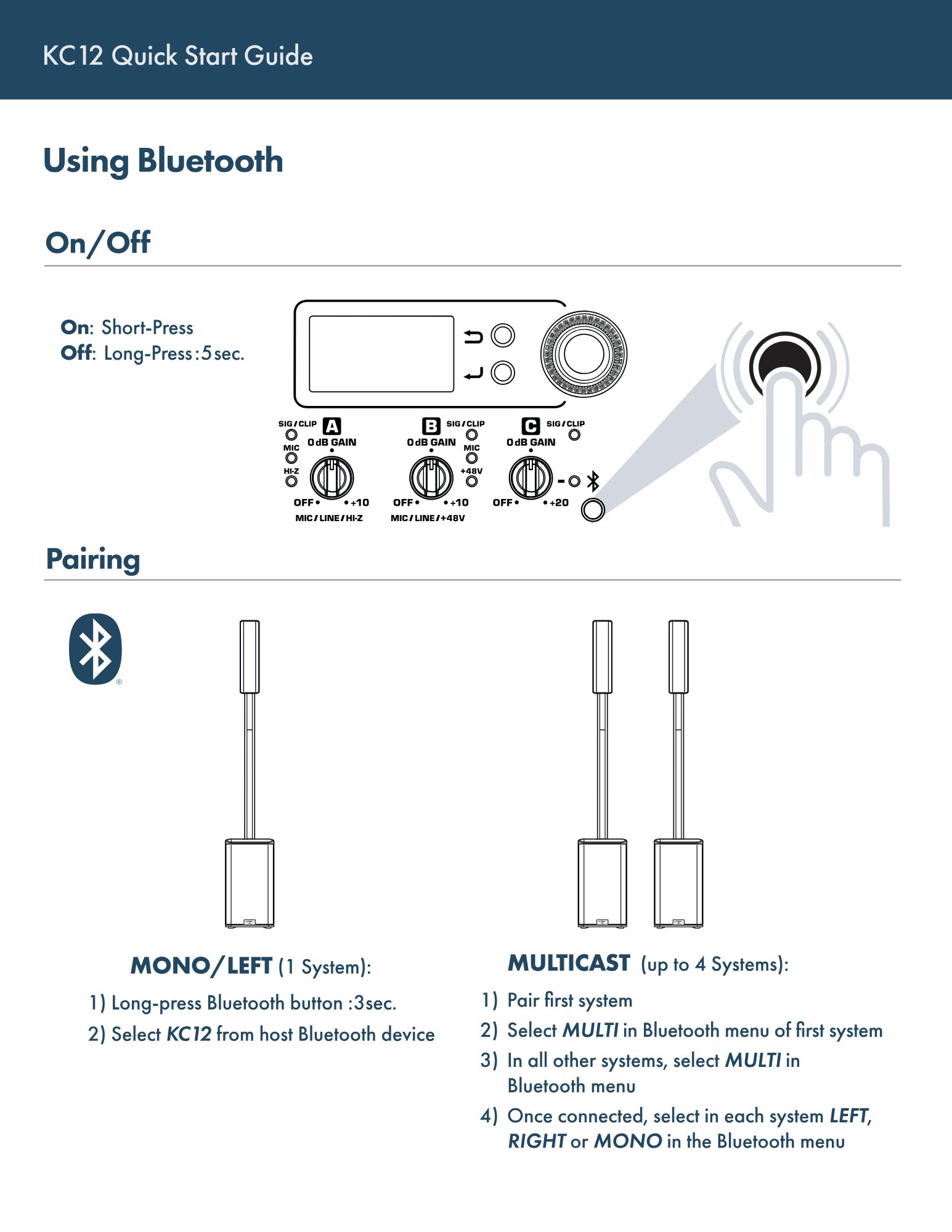 QSC KC12 (黑色) 主動式 12 吋三路柱型擴音系統 帶藍牙功能 / Column speaker