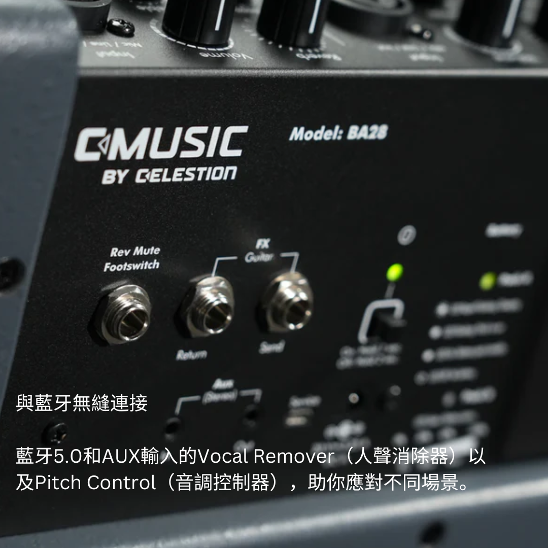 C-MUSIC BA28 Busking 套裝：便攜式全功能喇叭 + 2支 U302 wireless mic