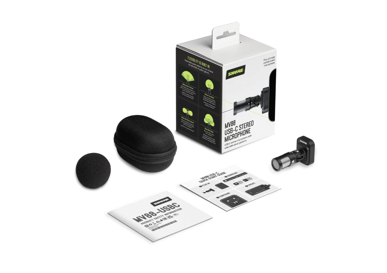 Shure MV88 USB-C 立體聲電容咪高峰｜手機／平板／電腦即插即用
