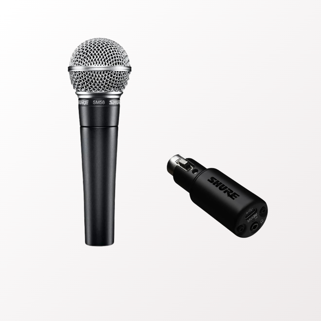 電腦錄音套裝（單人): Shure SM58-LC microphone + Shure MVX2U 錄音界面