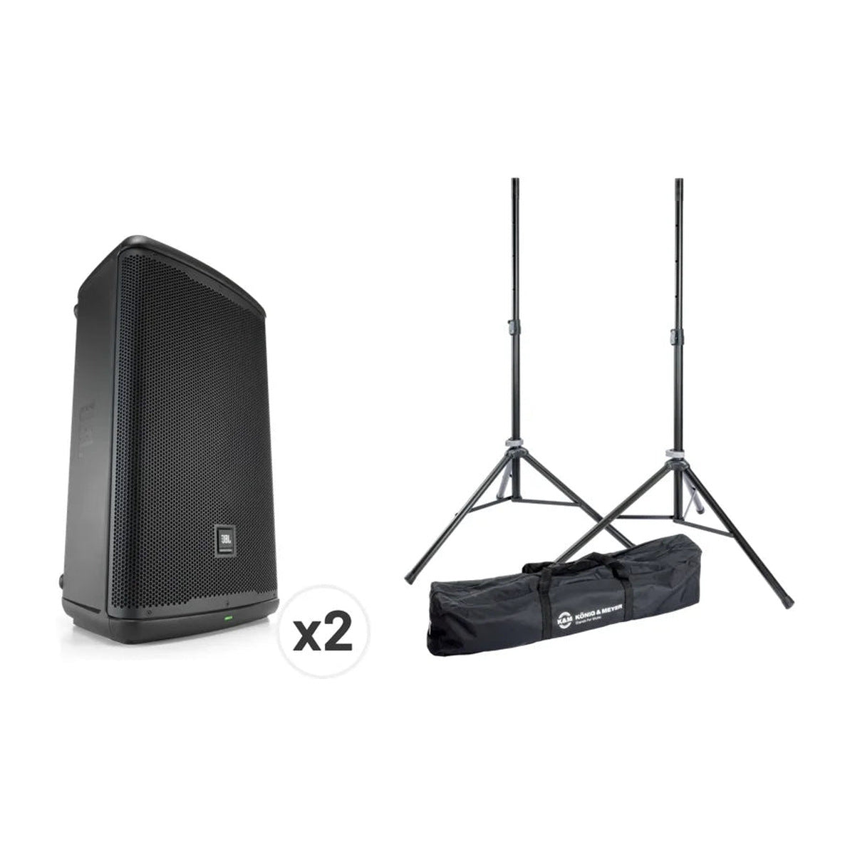 JBL EON 715 * 2 + K&M 21449 speaker stand