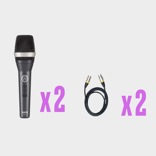 夾Band 超值套裝：2支 AKG D5 人聲手持咪 + 2條咪線 (5米)