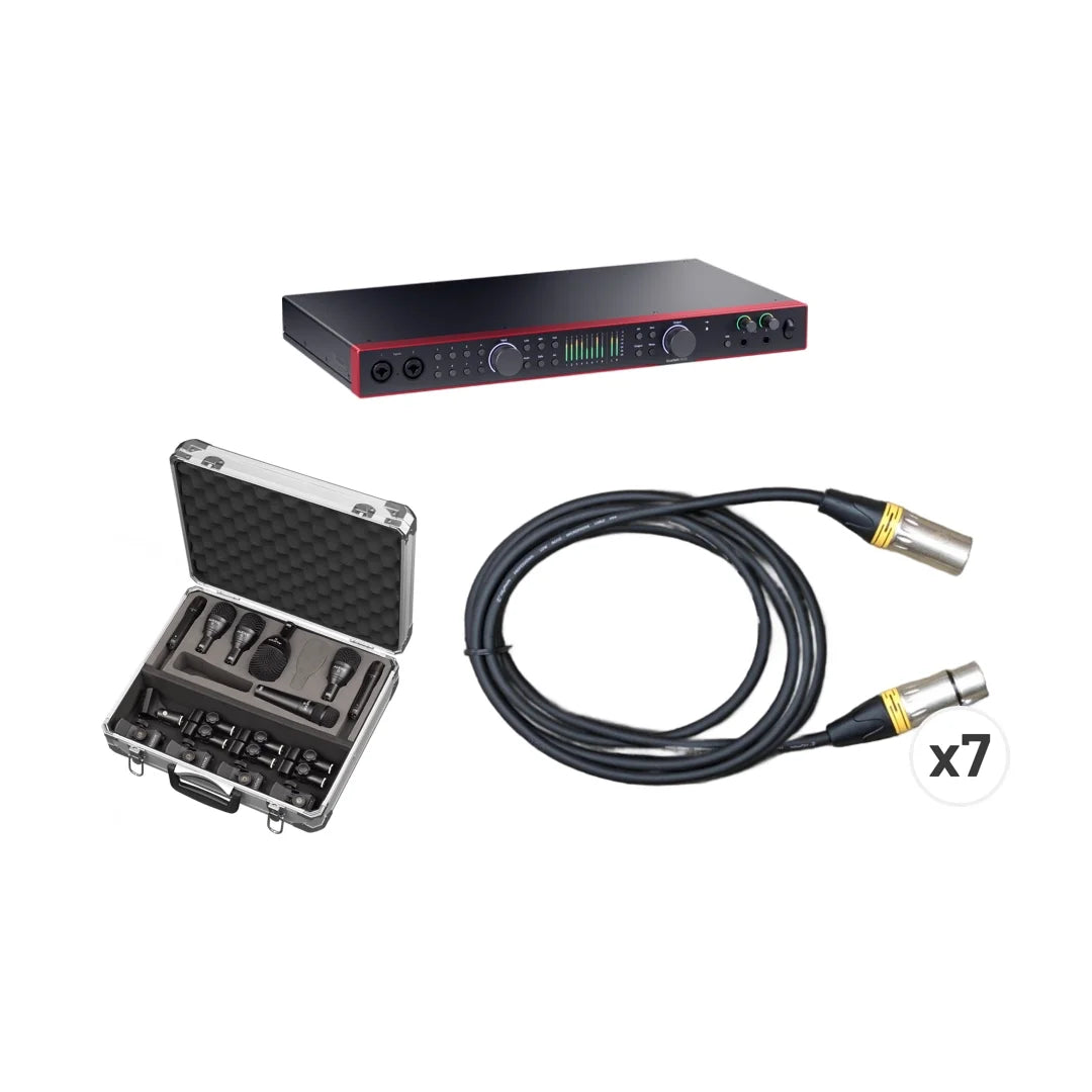 鼓手錄音套裝｜Focusrite 18i20 G4 介面 + Audix FP7 鼓咪套裝 (連7條XLR 線)