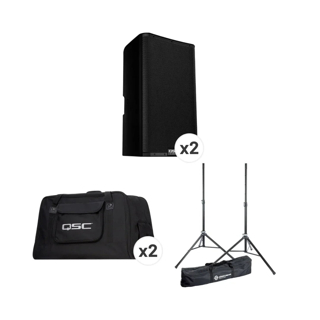 QSC K12.2 喇叭套裝：2支 K12.2 + 2個 K12 Tote + K&M 21449 腳架套裝