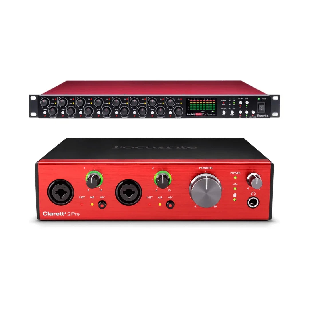 Focusrite Clarett+ 2Pre + Scarlett OctoPre Dynamic 錄音套裝