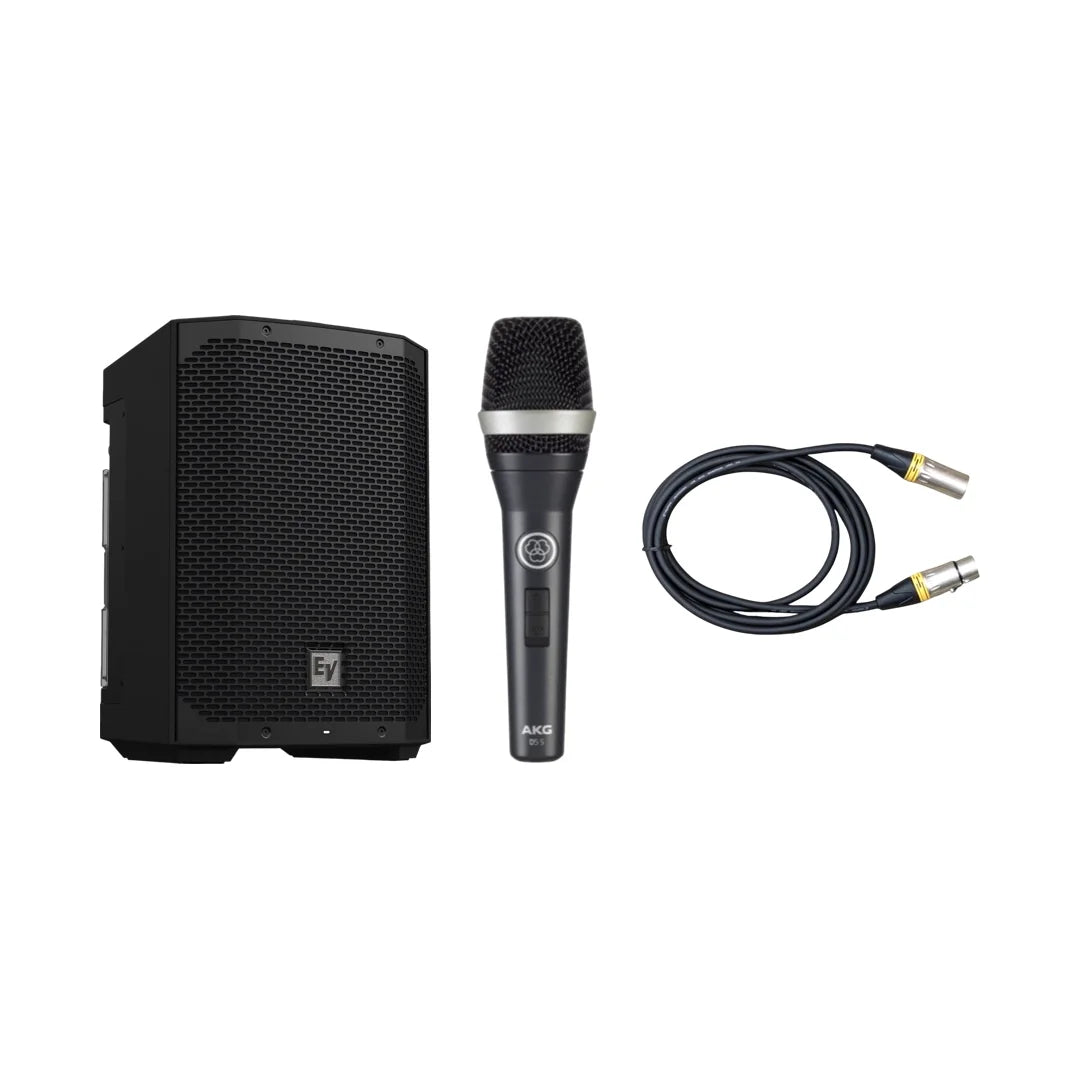 Electro Voice Everse 8 藍牙電池有源喇叭 (IP43 防潑水認證) + AKG D5S 人聲咪 + XLR線 5米