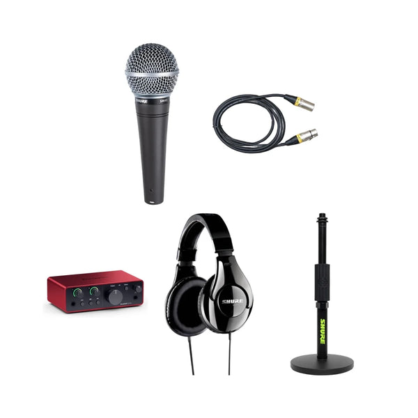 經濟 Home Studio  套裝: Shure SM48-LC + Focusrite Scarlett solo 電腦錄音界面 + Shure SRH 240A 監聽耳機 + Shur SH-Desktop 咪架 + XLR cable (3米)