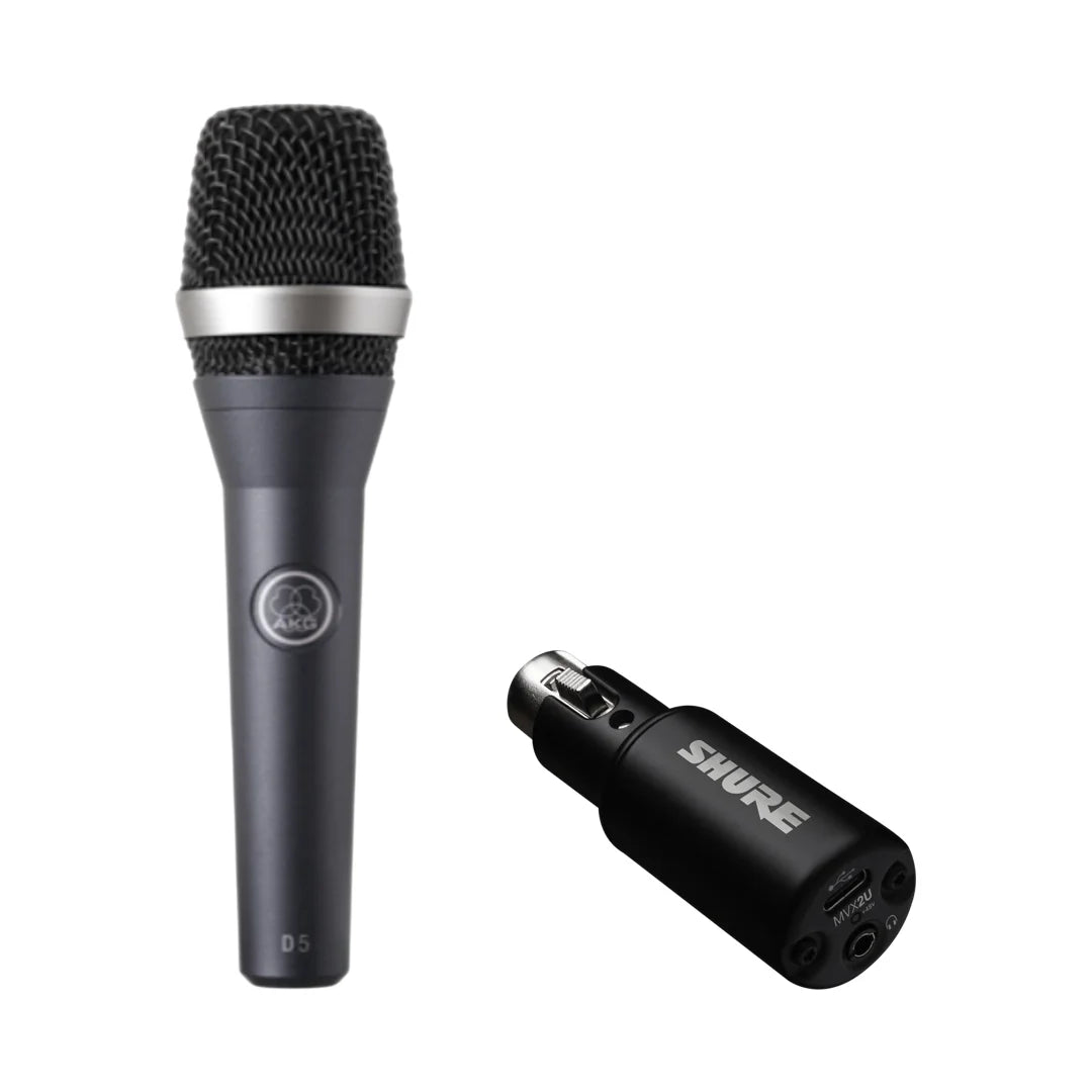 單人電腦錄音套裝：AKG D5 + Shure MVX2U Gen 2 數碼音訊介面