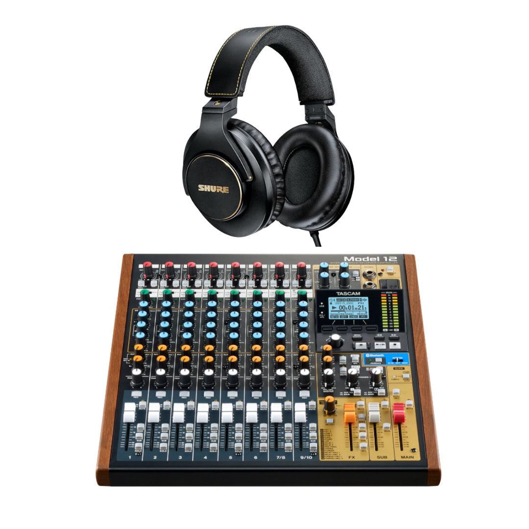 Mixer 錄音套裝：Tascam Model 12 調音台 + Shure SRH840A 監聽耳機