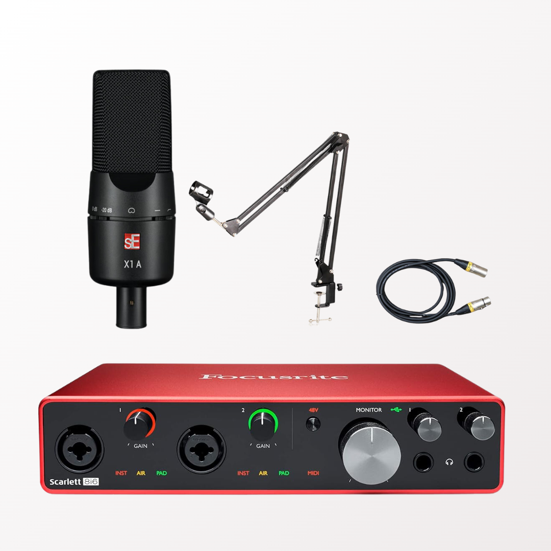 電腦錄音套裝: Focusrite Scarlett 8i6 G3 + sE Electronics X1A + 咪綫 + 咪架